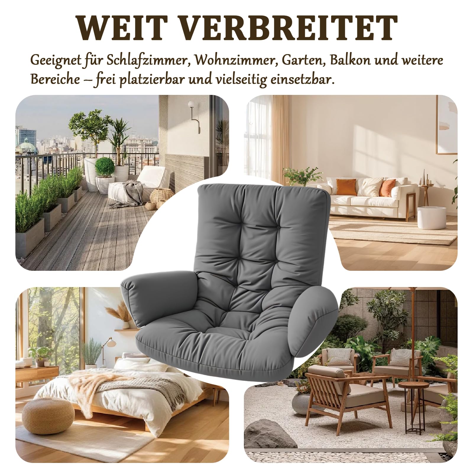 Hängesessel Kissen, 10cm Dicke Hängestuhl Sitzauflage, Garten Polster, Auflage für Hängeschaukel, Hängekorb Sitzkissen, Wasserdicht Schaukelstuhl Sitzkissen (Dunkelgrau)