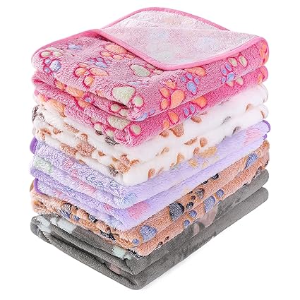 Dog Blankets for Small Dogs - 5 Pack Cat and Dog Blanket, Soft & Warm Fleece Flannel Pet Blanket for Puppy, Small Dog, Medium Dog & Large Dog (23.6