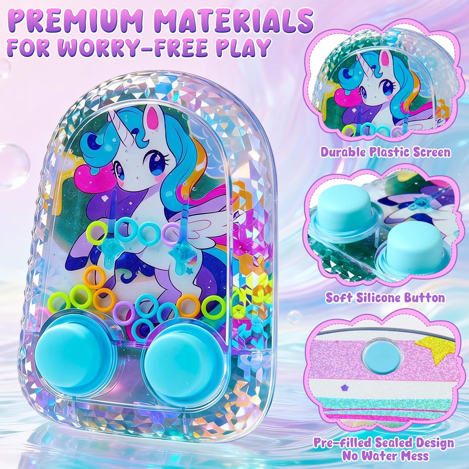 Cleboen 12 Pack Handheld Water Games for Kids, Water Ring Toss Handheld Games Unicorn Party Favors Goodie Bag Stuffers Classroom Rewards for Boys Girls, Stress-Relief Car Games Travel Toys