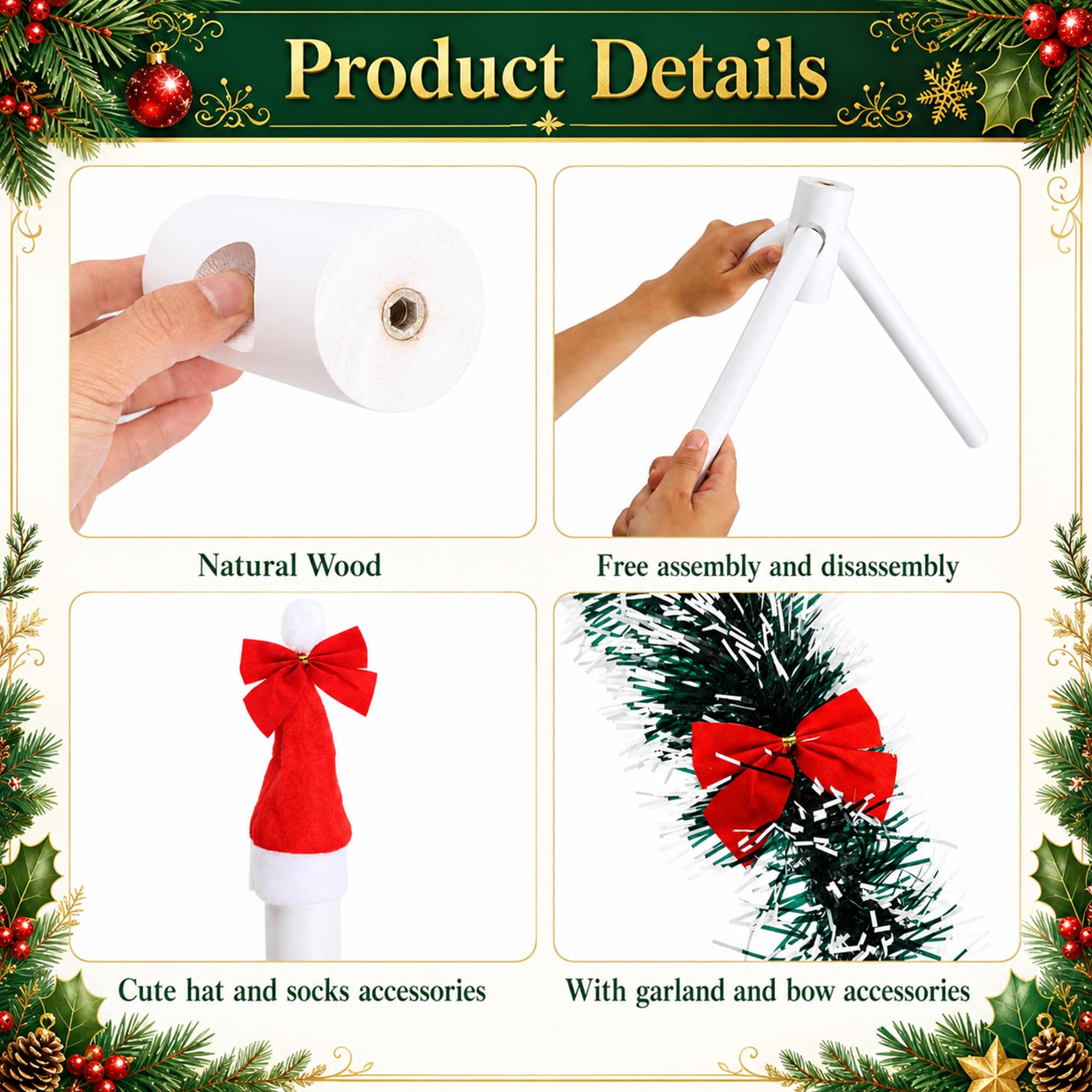 Soporte de madera para calcetines de Navidad, kit de estante de calcetín