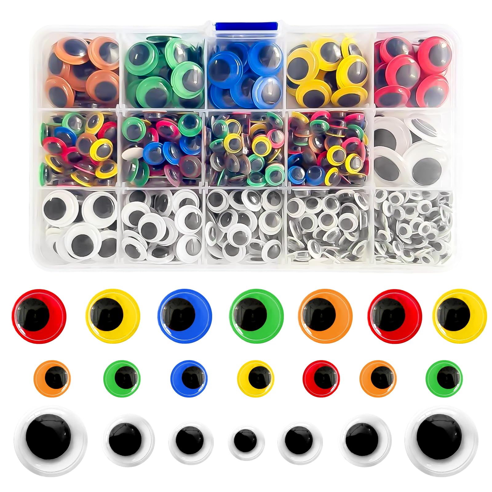 732 Pcs Googly Eyes Set, Multi-Color Wiggle Eyes with Assorted Sizes, Self-Adhesive Craft Eyes for DIY Projects, Scrapbooking, Kids' School Crafting, Halloween and Christmas Decorations