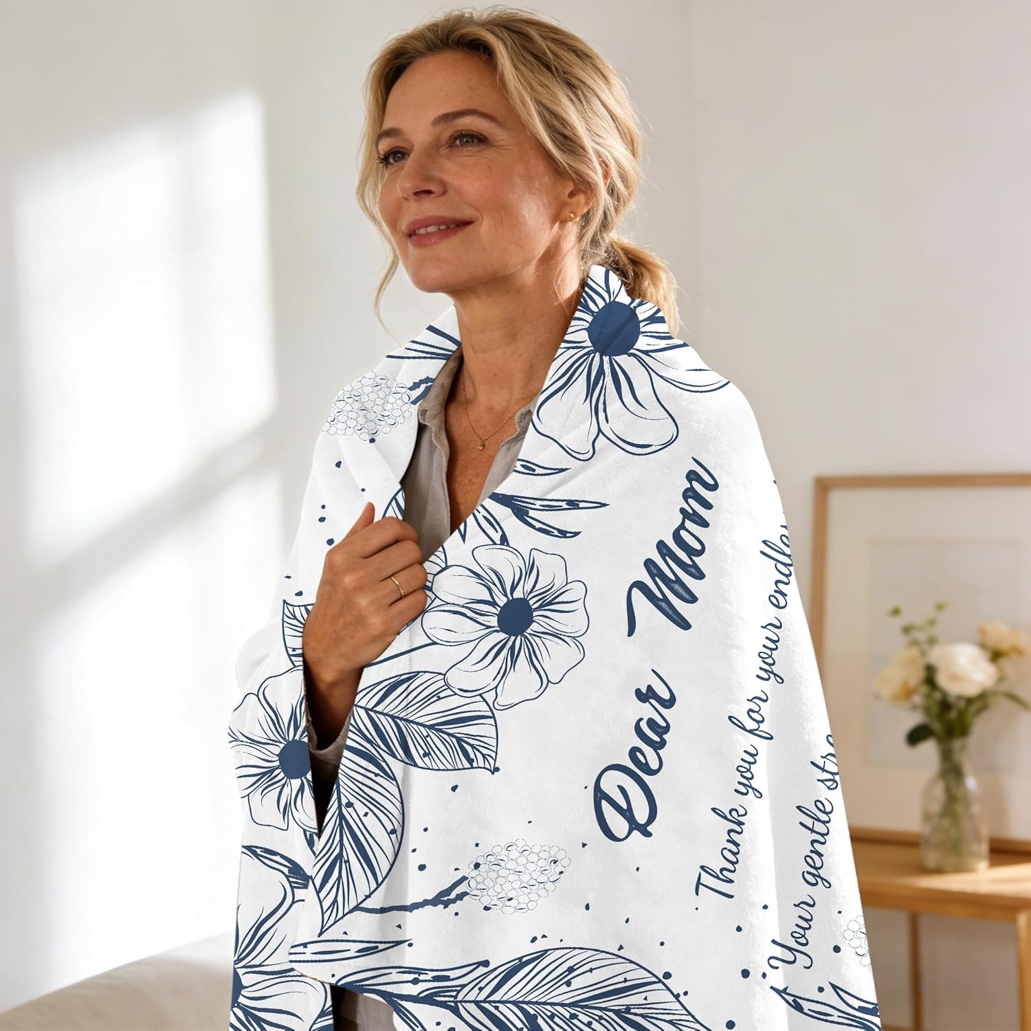 UDOORO Thank You Mom Birthday Gifts from Daughter Son, Birthday Gifts for Mom, Unique Gift for Mothers Birthday, Mothers Bday Gift Fleece Blanket 55 x 70 Inches