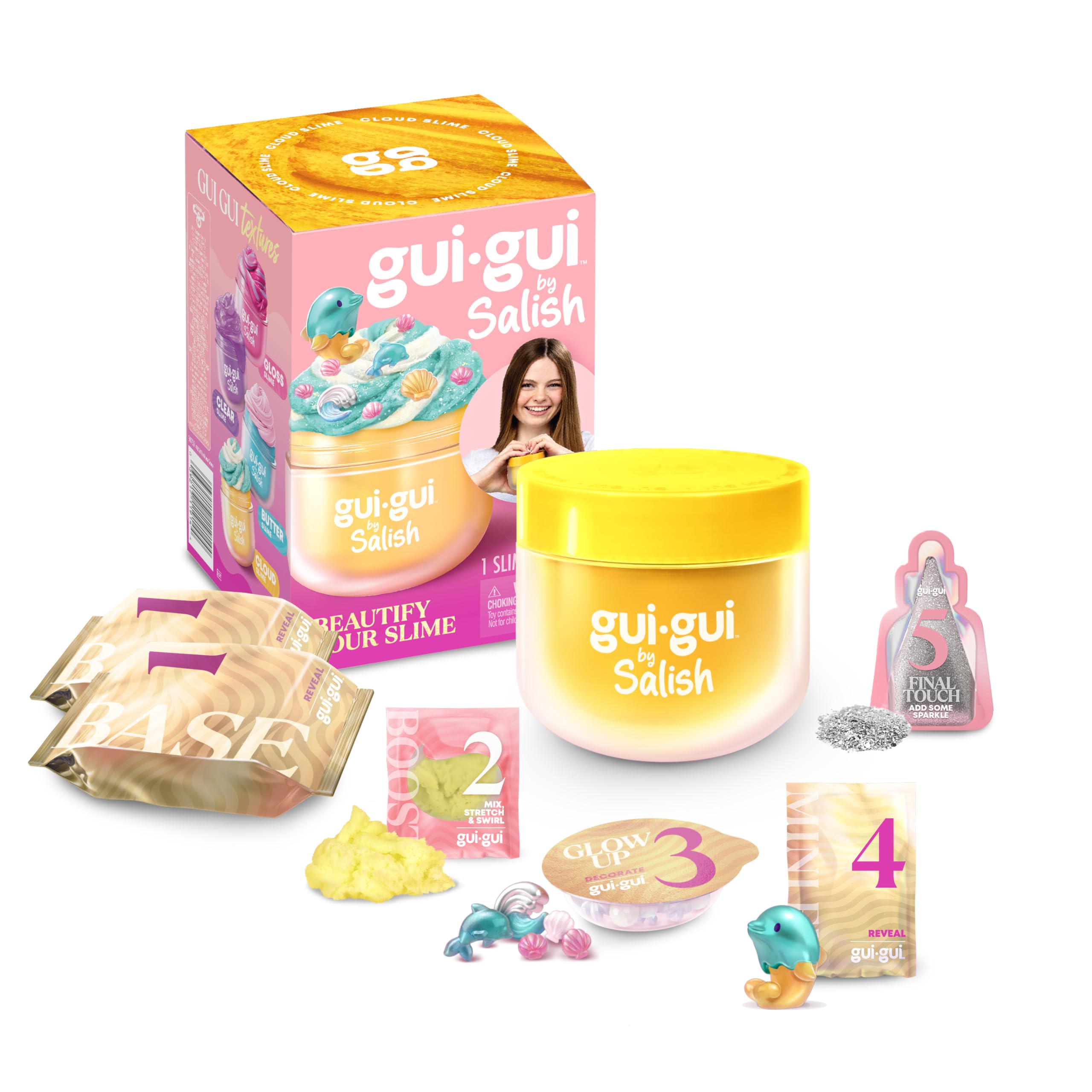 GUI GUI Por Salish, una experiencia Slime realmente única, creada en colaboración con Salish Matter, crea la mejor pasta pegajosa ASMR Gui Gui basada en todas las cosas que Salish ama, de 4 a