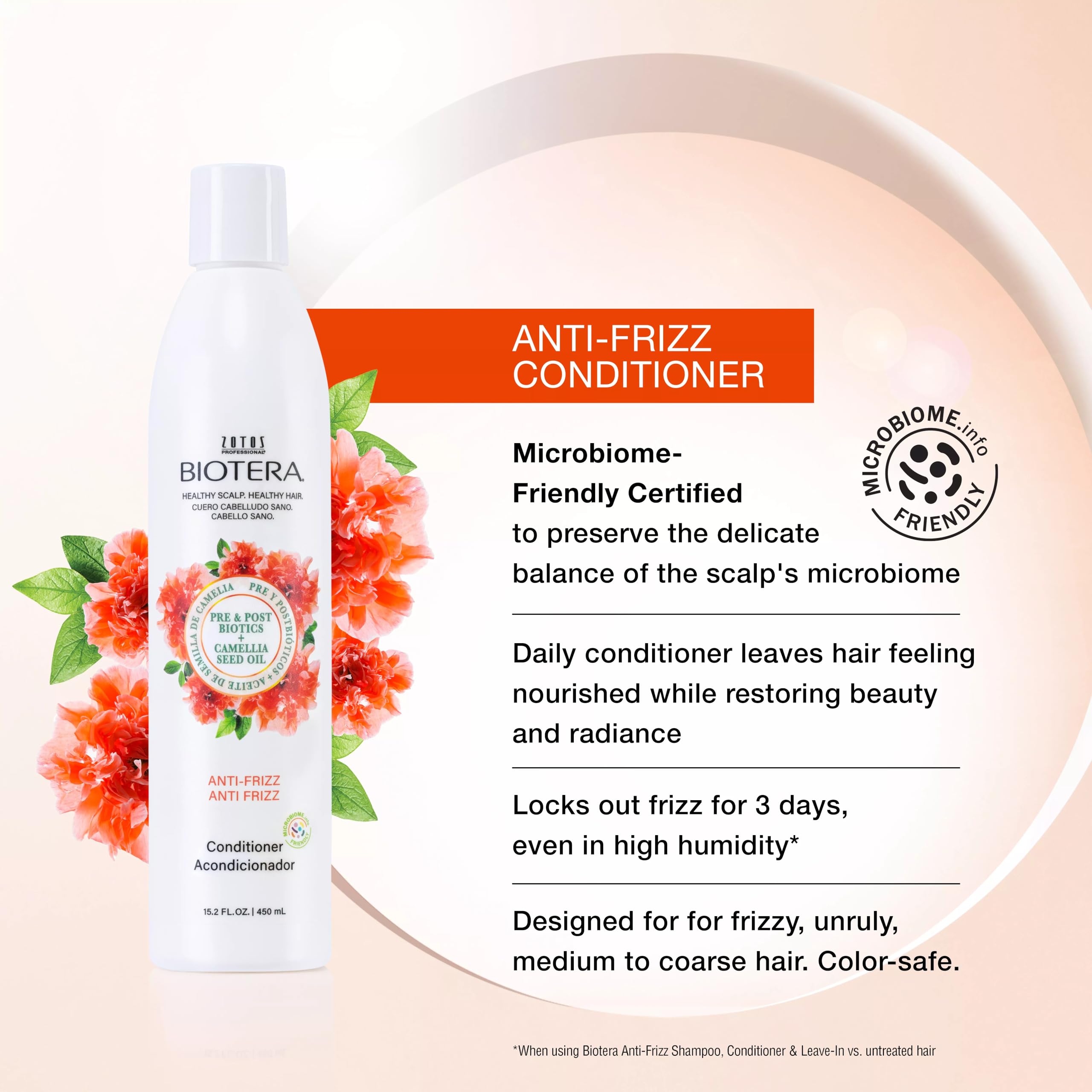 Biotera Anti Frizz Smoothing Conditioner | Smooths & Controls Frizzy, Unruly Hair | Microbiome Friendly | Vegan & Animal Test Free | Paraben Free | Color-Safe