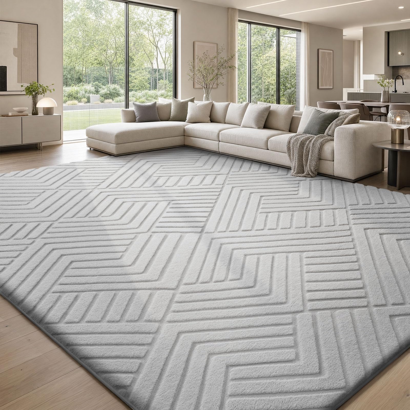 Sour Lemon Rugs for Living Room, 200x300cm Extra Large Fluffy Geometric Rug
