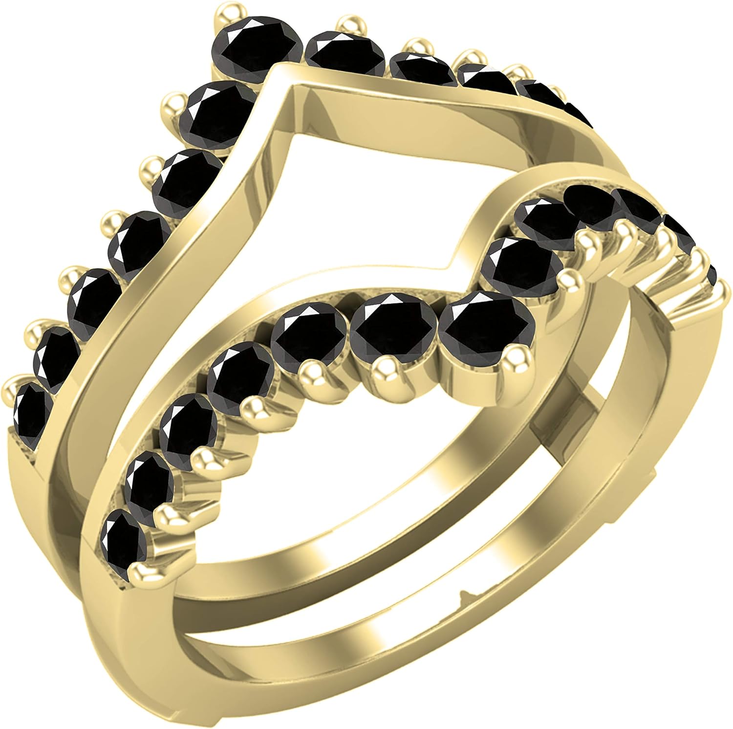 Dazzlingrock Collection 1.00 Ctw Round Gemstone Wedding Enhancer Guard Double Ring Band for Women in Real Solid Gold & Platinum