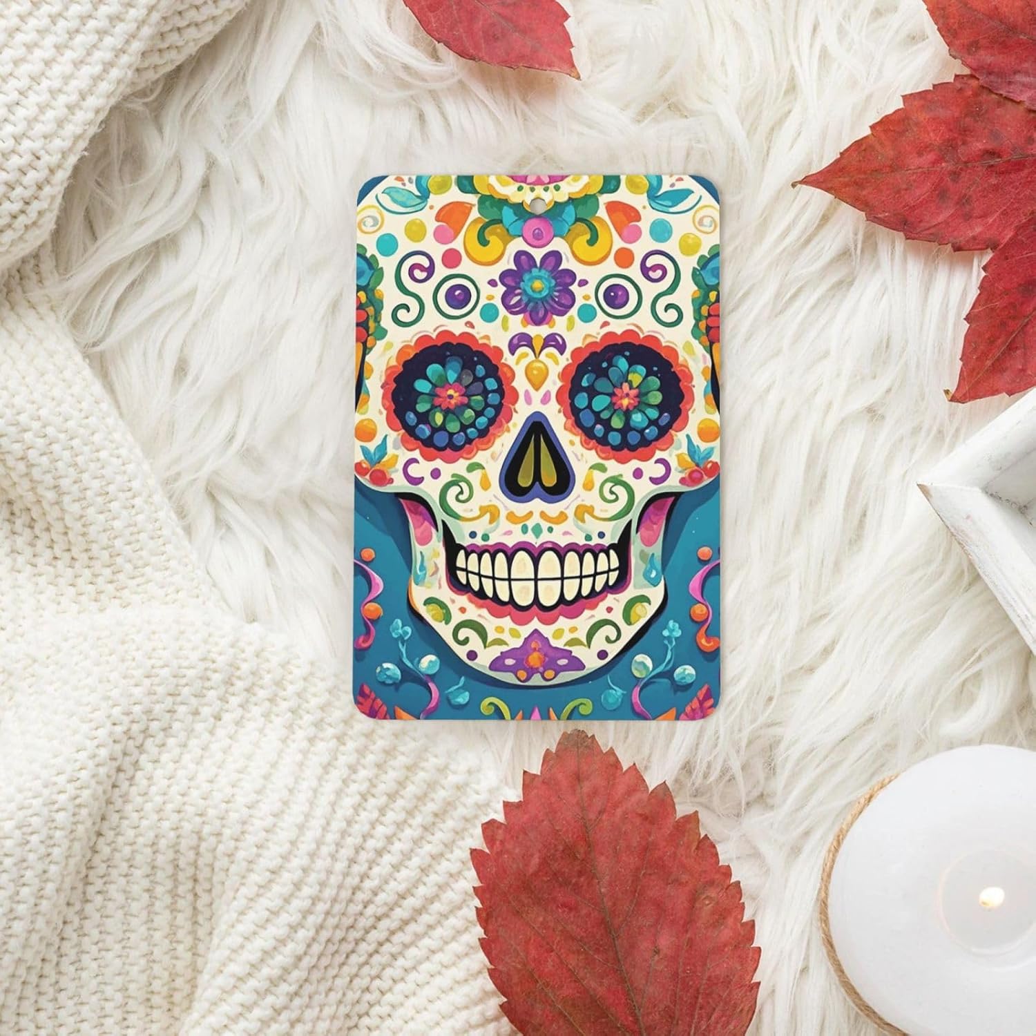 Car Air Freshener 100 PCS Colorful Sugar Skull Hanging Car Air Fresheners Auto Interior Decor Card Freshener Strong Scented Card Lavender Cars Scents for Office Bedroom Close Drawer Rectangle