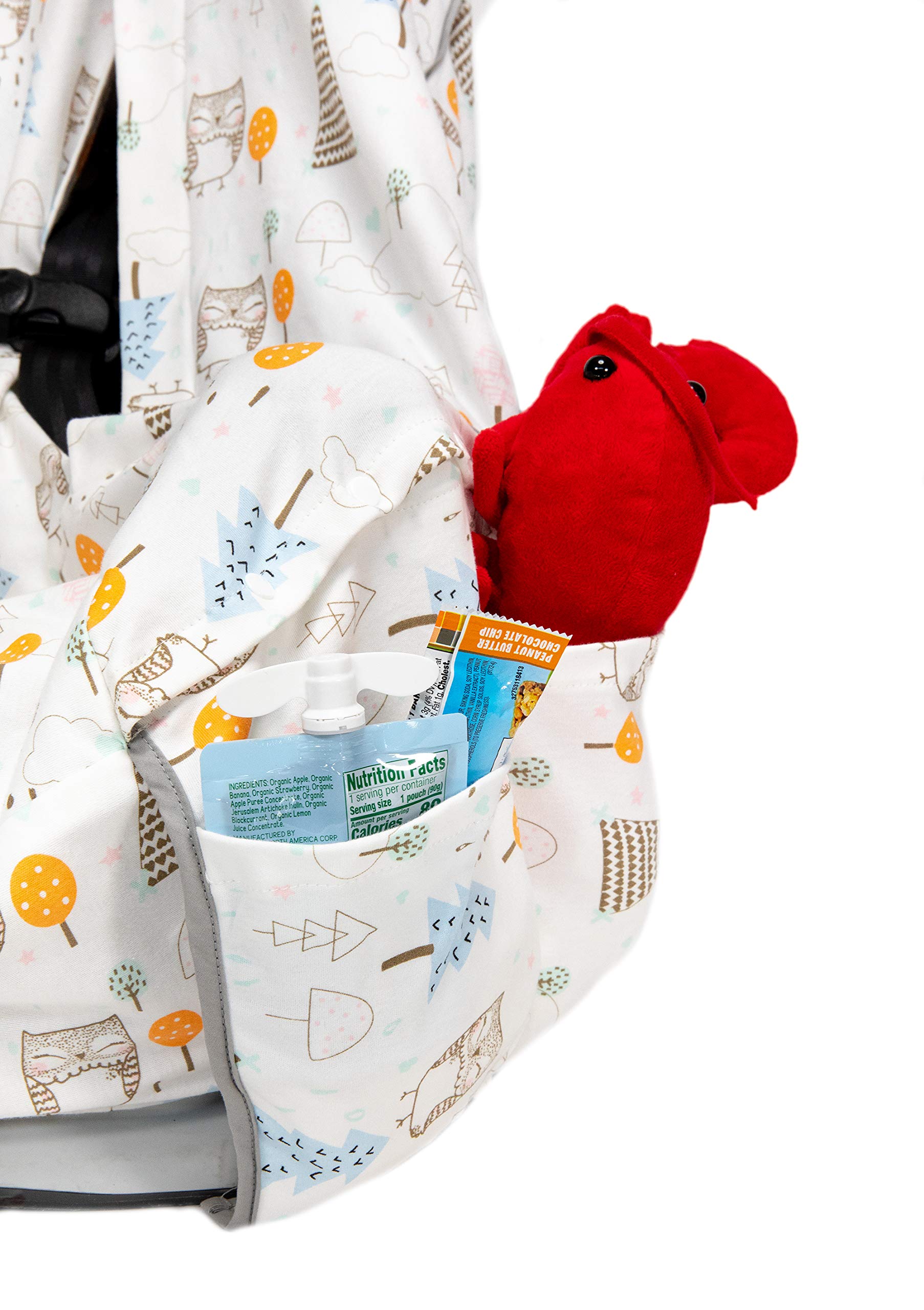 Niko Easy-Wash Children's Car Seat Cover Fodera – 100% jersey di cotone – gufo crema/multi – si adatta alla maggior parte dei seggiolini auto – misura universale – fondo impermeabile – lavabile in