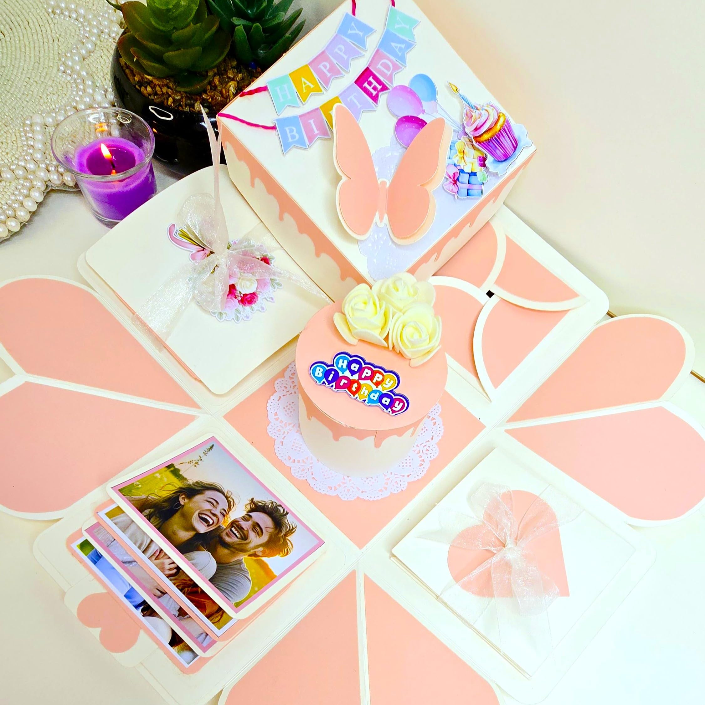 US IDEAL CRAFT Handmade Birthday Explosion Box with Mini Cake