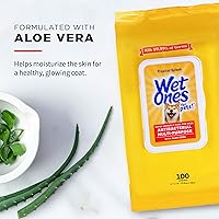 Vista 3 de Wet Ones Toallitas multiusos para mascotas para perros, con aloe vera, antibacterianas, mata gérmenes, aroma tropical salpicadura, paquete de 3, 100
