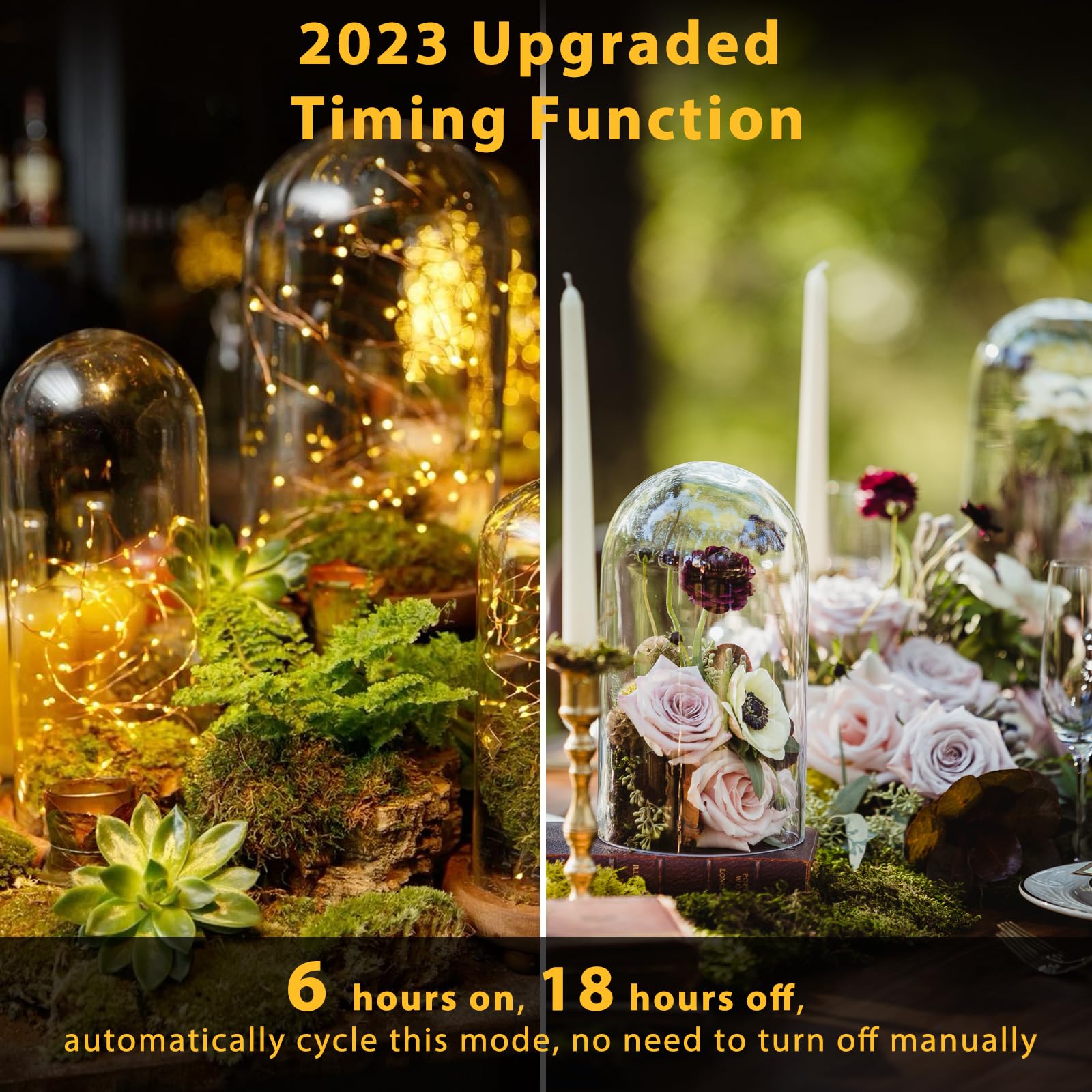 Guirlande lumineuse à piles pour l'intérieur avec minuterie et batterie pour Noël, décoration de Noël, mariage, 3 m, blanc chaud