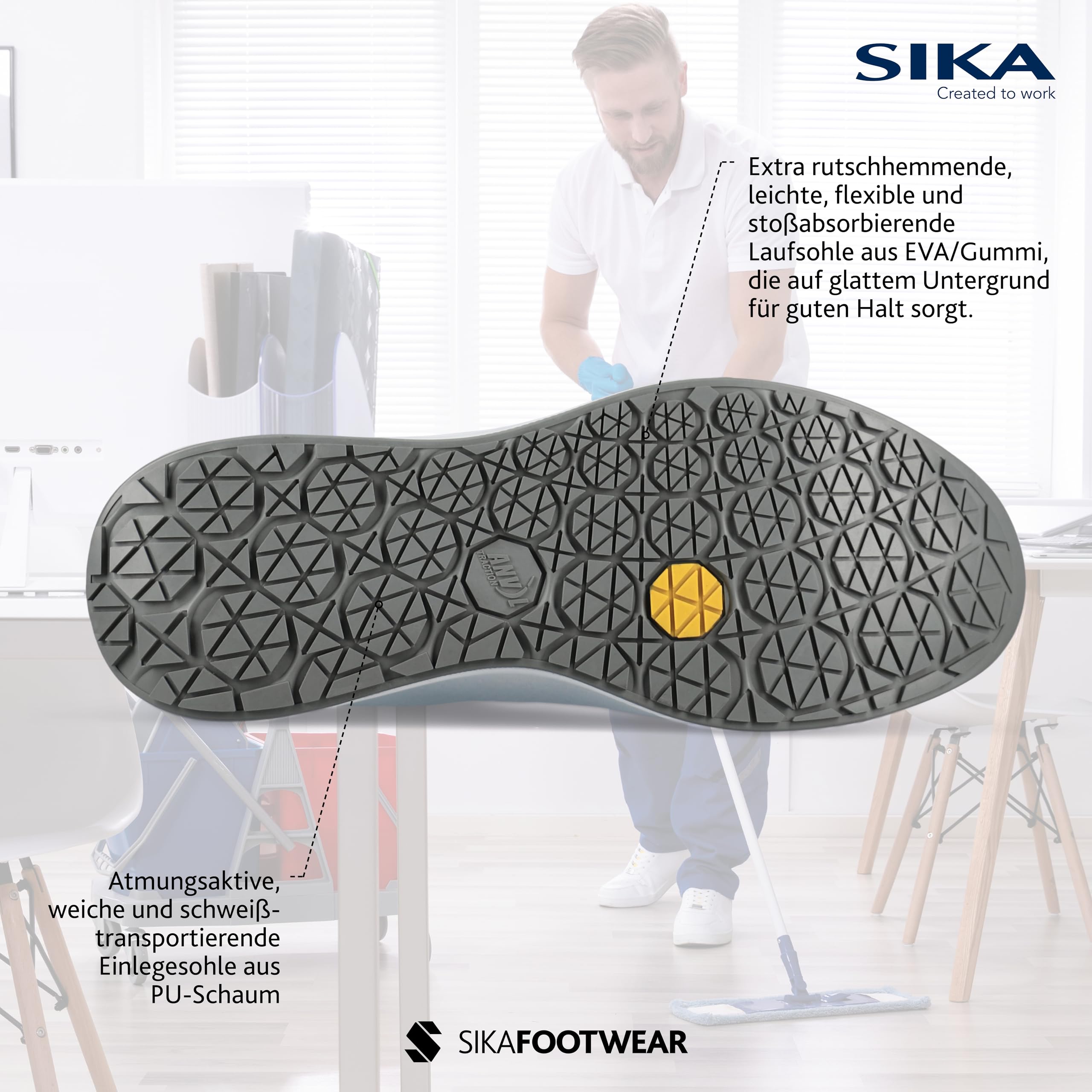 Sika Sneakersy Dynamic białe buty robocze z mikrofibry. Stylowy design sneakersów. Pierwszorzędna odporność na poślizg. Super absorpcja wstrząsów.