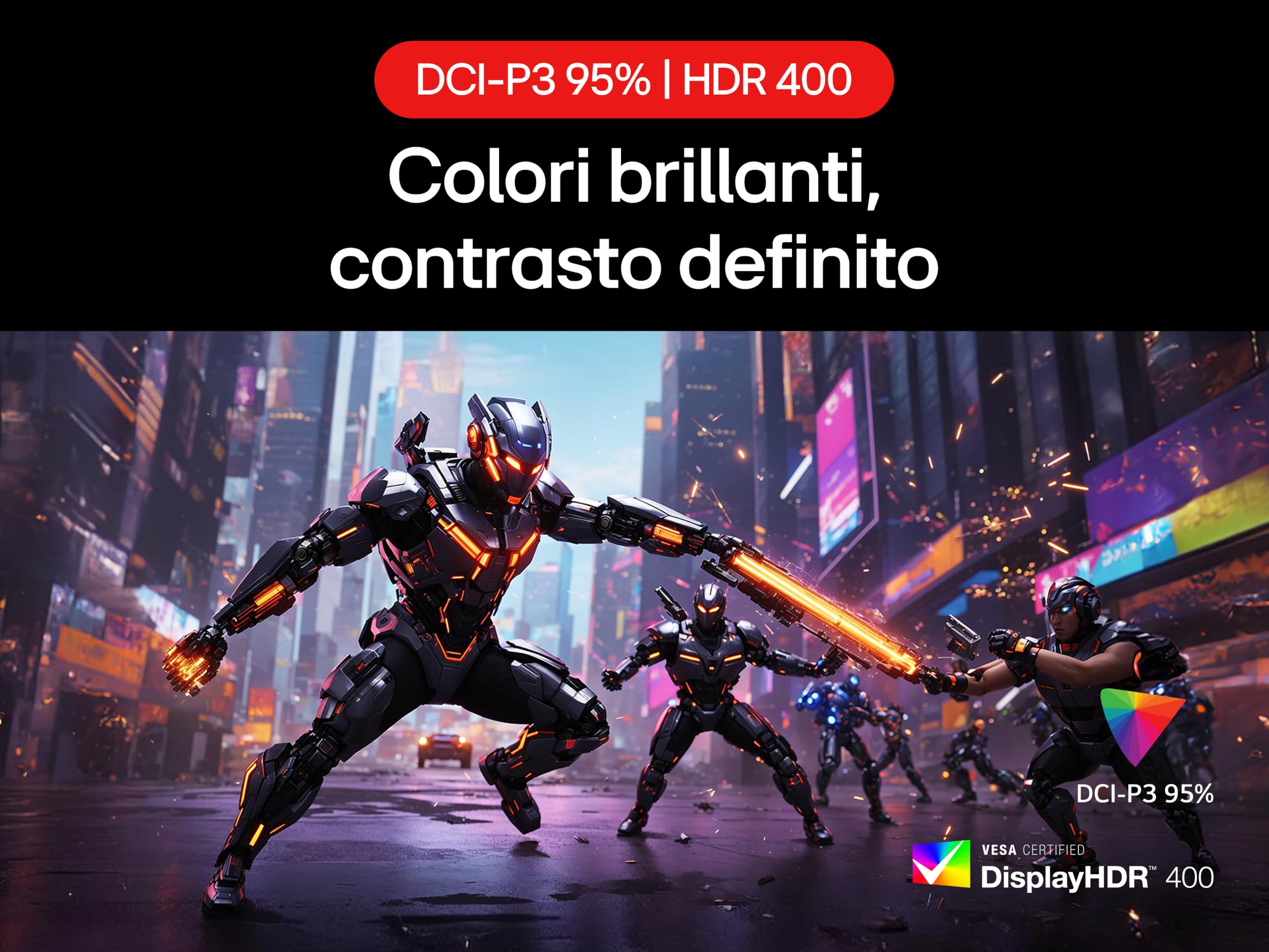 LG UltraGear 27G810A Monitor Gaming 27" UHD 4K 180Hz / FHD 360Hz, IPS 1ms (GtG), G-Sync Compatible, AMD FreeSync Premium, VRR, HDR 400, HDMI 2.1, DP, Hub USB, AUX, Stand regolabile, Nero