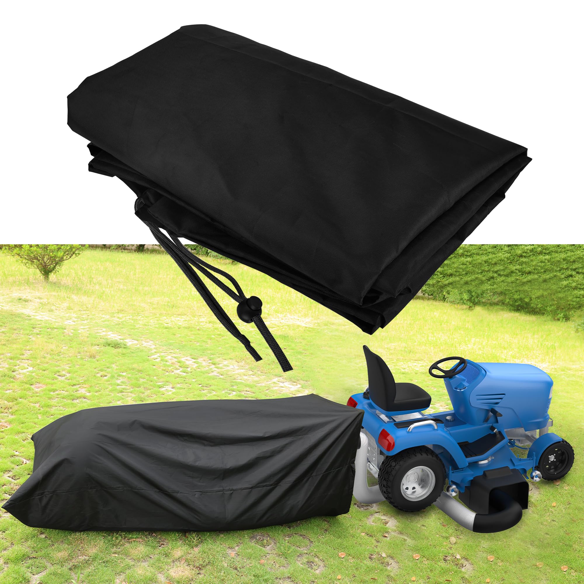 Sac de ramassage de feuilles pour tondeuses à gazon autoportées – Tissu Oxford 420D très résistant, sac à gazon extra épais pour tondeuse tracteur avec grand fond respirant (132,1 x 198,1 cm)