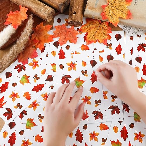 Miniatura 7 de 540 calcomanías de hojas de otoño de Acción de Gracias, calcomanías de hojas de arce, suministros de fiesta de Acción de Gracias para Acción de