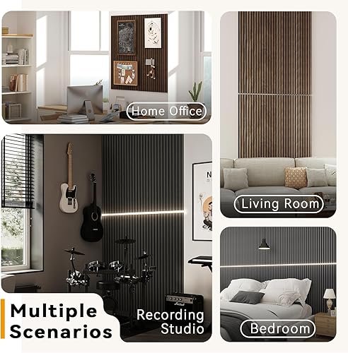 Miniatura 8 de Upick Paneles de pared acústicos de MDF que absorben el sonido, paquete de 4 paneles de pared de espuma a prueba de sonido de 48 x 24 pulgadas y