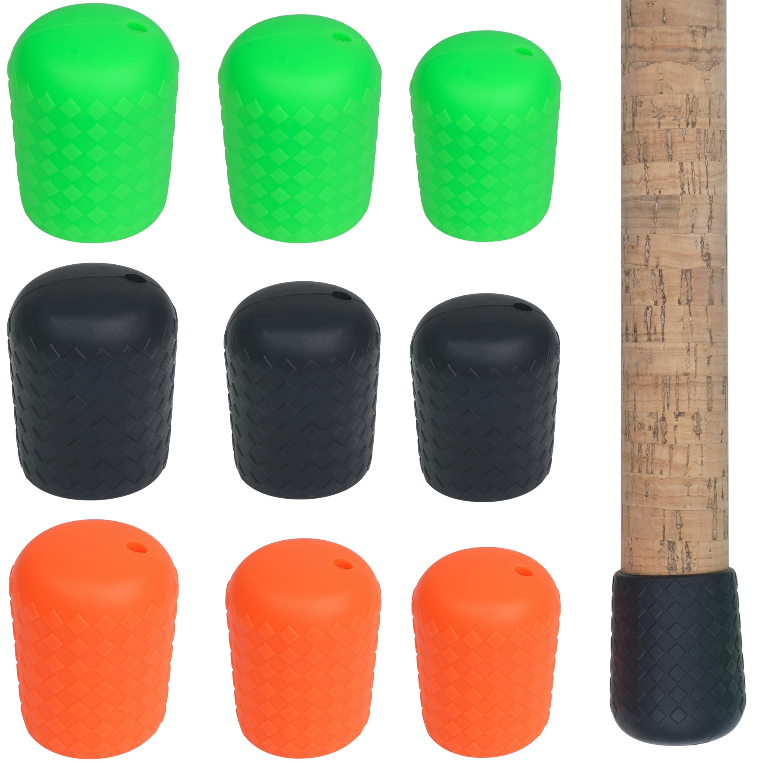 JOGFFDE Fishing Rod Butt Cushion, Fishing Rod Seat Cushions Silicone Butt Cap End Seat Protector Pole Holder Tackle Gear L/M/S 3 Colors