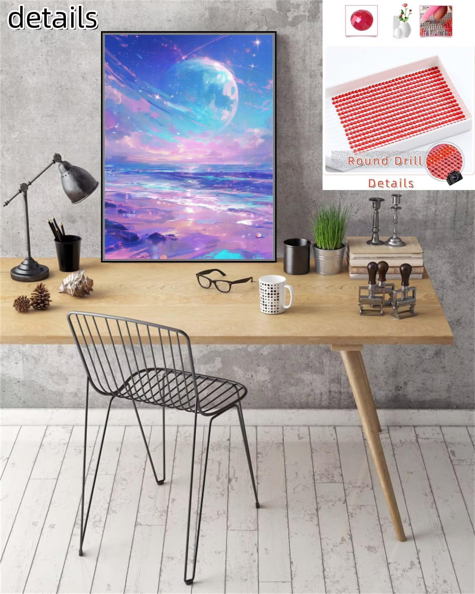 Kit 5D DIY Pintura de Diamante Cielo Estrellado,Mar,Punto de Cruz Diamond Painting para Niños y Adultos,Cuadro de Diamantes con Rhinestones para Decoración Hogar,Pintar con Diamantes 80x107cm E3847