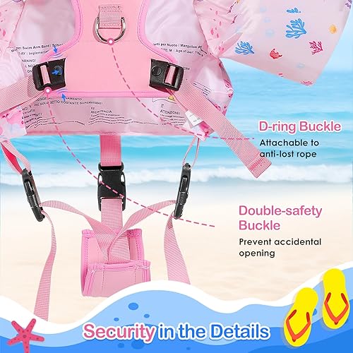 Miniatura 3 de MoKo Banda de natación para niños de 20-30-50 libras, bonito chaleco de natación de dibujos animados para niños pequeños, flotadores de piscina con