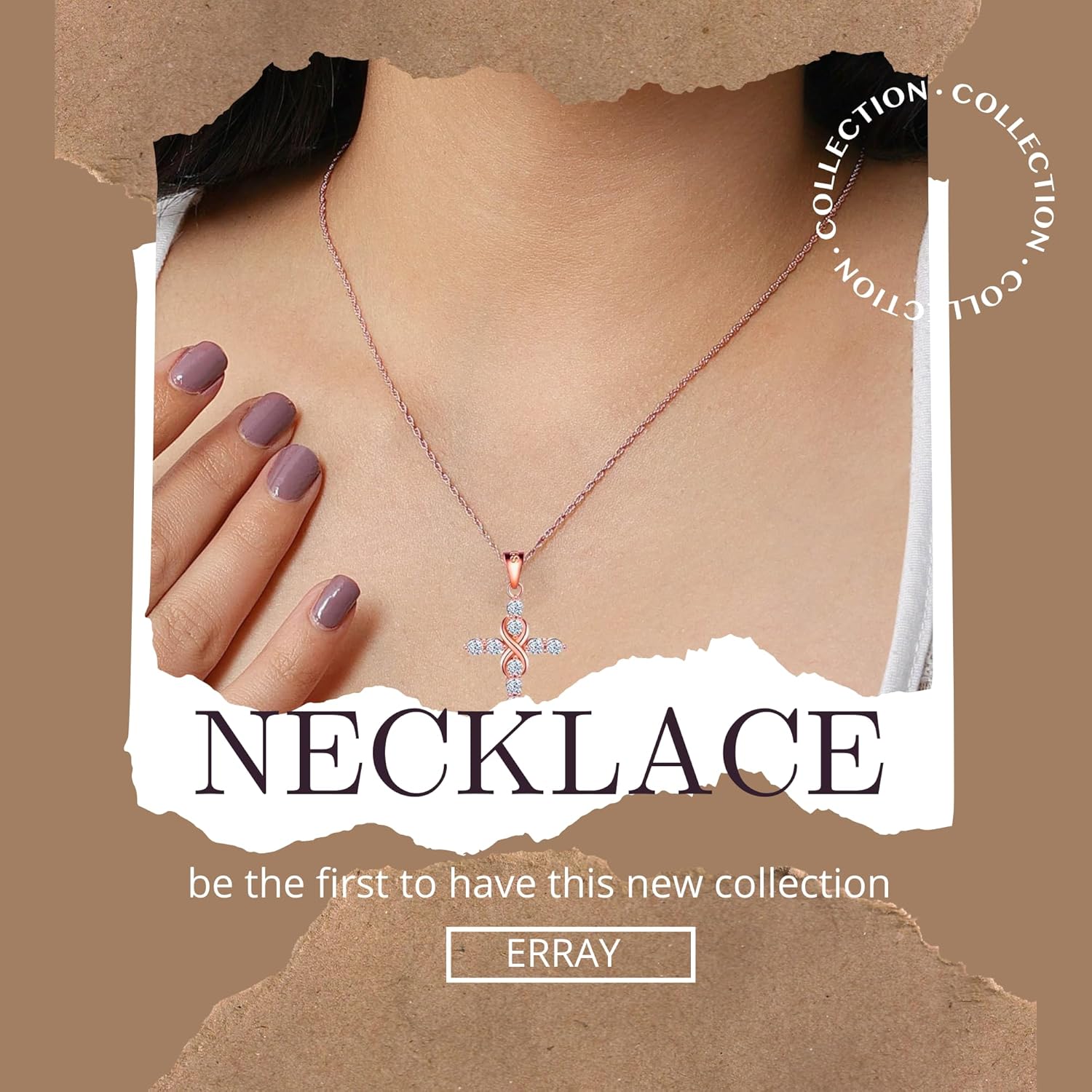ERRAY Sterling Silver Necklaces for Women – Infinity Heart, Angel Wing Cross & Rose Gold Plated Cross Pendant – Elegant Jewelry Gift for Wife, Girlfriend & Mom.