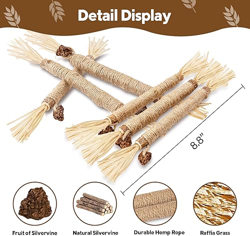 Miniatura 2 de 6 unidades de palos de vid plateada para gatos, juguetes naturales de Silvervine para gatos, palos de juguete para gatos y gatitos, juguetes para