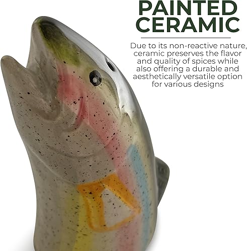 Miniatura 73 de River's Edge Juego de salero y pimentero, de resina de polímero, pintado a mano. Cocodrilo (Alligator),Bass,Oso y abejas,Azul Cangrejo,Bobber,Bull