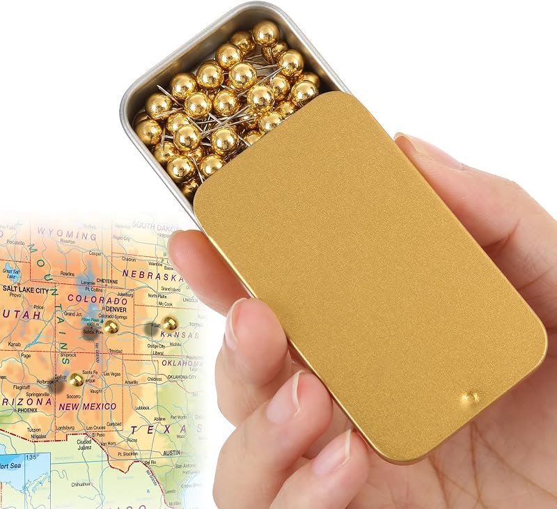 Golden Push pins for Home Office Bulletin Boards and corkboards (Golden)