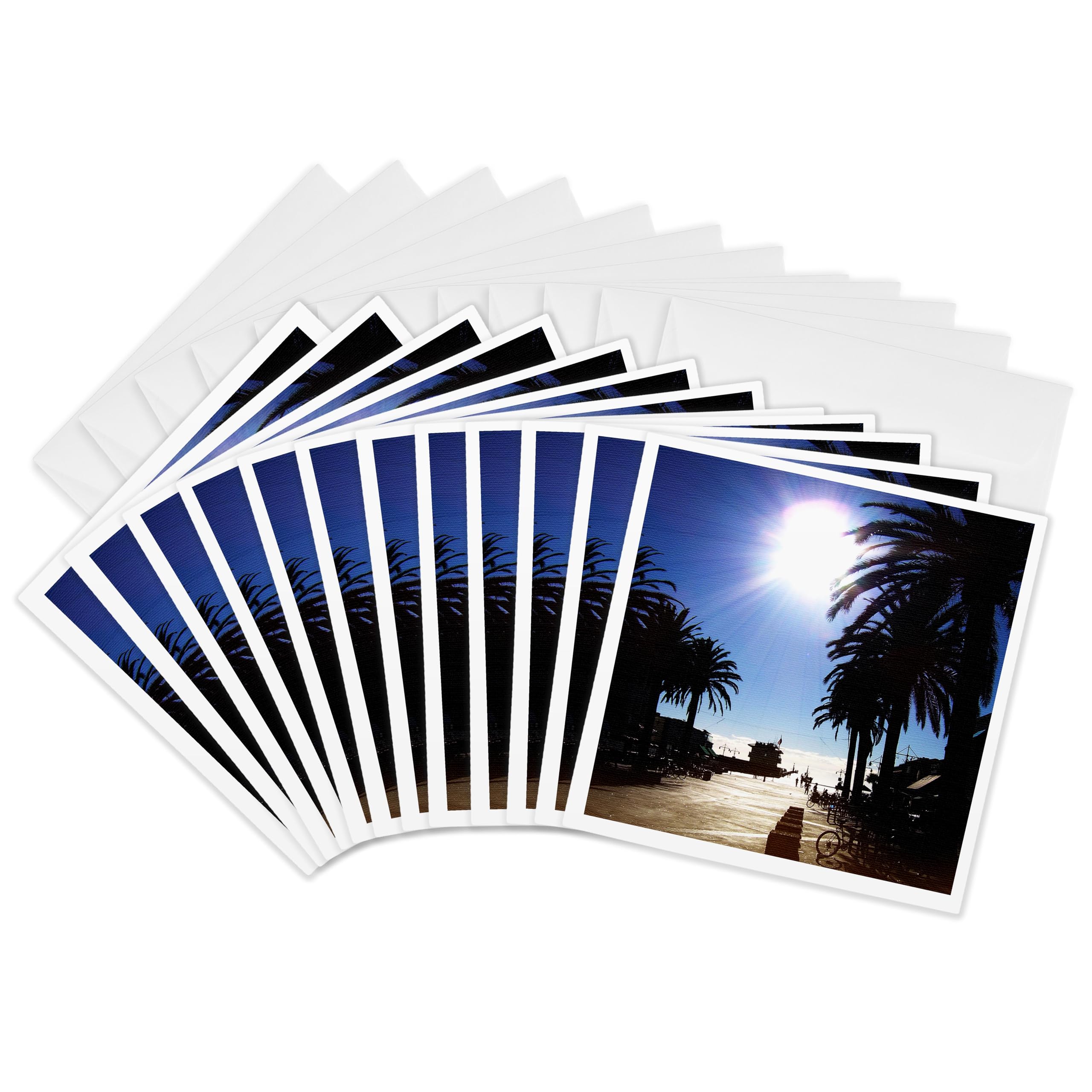 3Drose Afternoon in Hermosa Beach Shows Setting Sun Over The Pacific Ocean in California - Greeting Cards, 6 by 6-inches, Set of 12 (gc_19256_2)