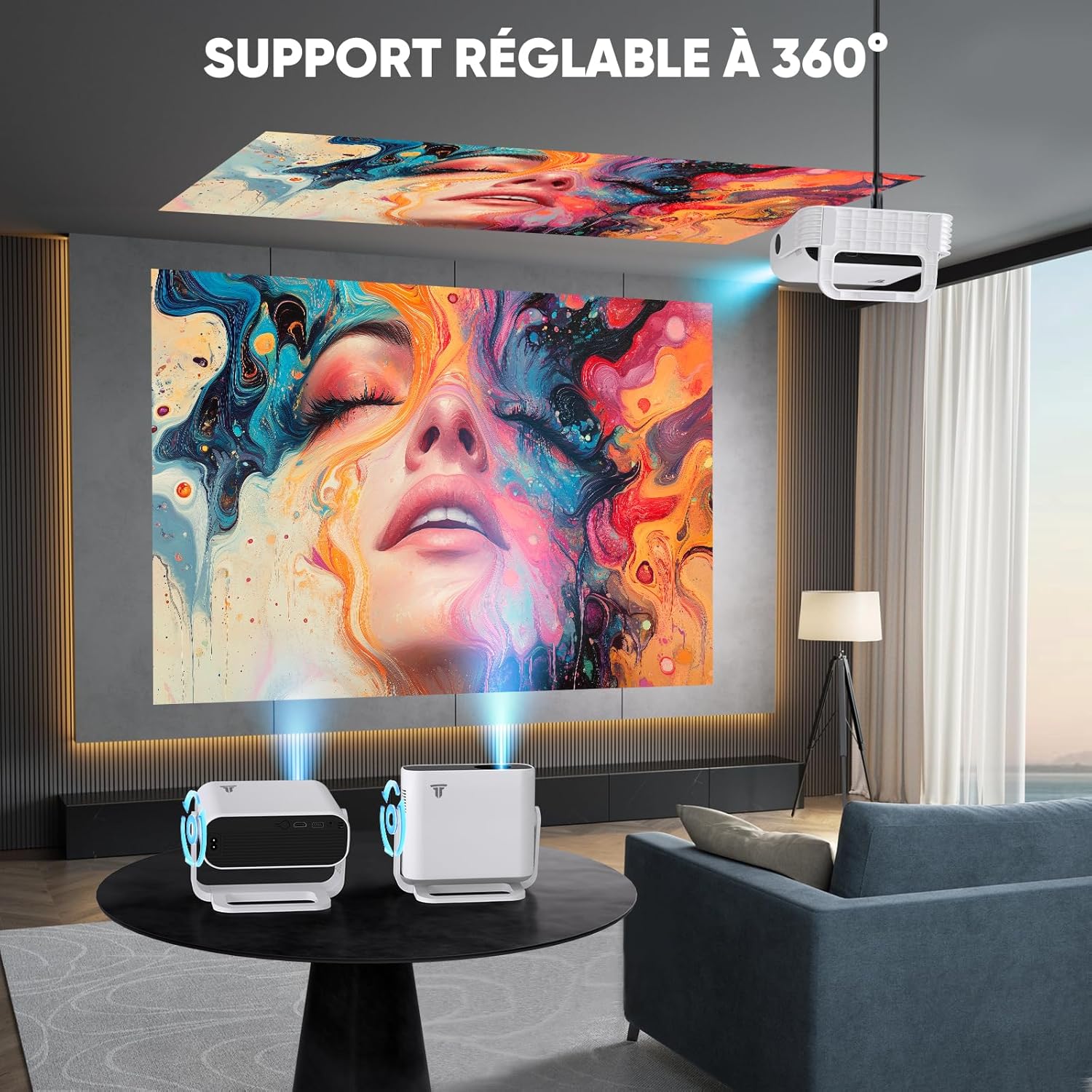 Videoprojecteur Intelligent Applications Intégrées Rétroprojecteur 1080P Natif Supporte 4K WiFi 6 Bluetooth 5.2 240 ANSI Correction Trapézoïdale Automatique Focus Électronique pour Android iOS HDMI — vue 8