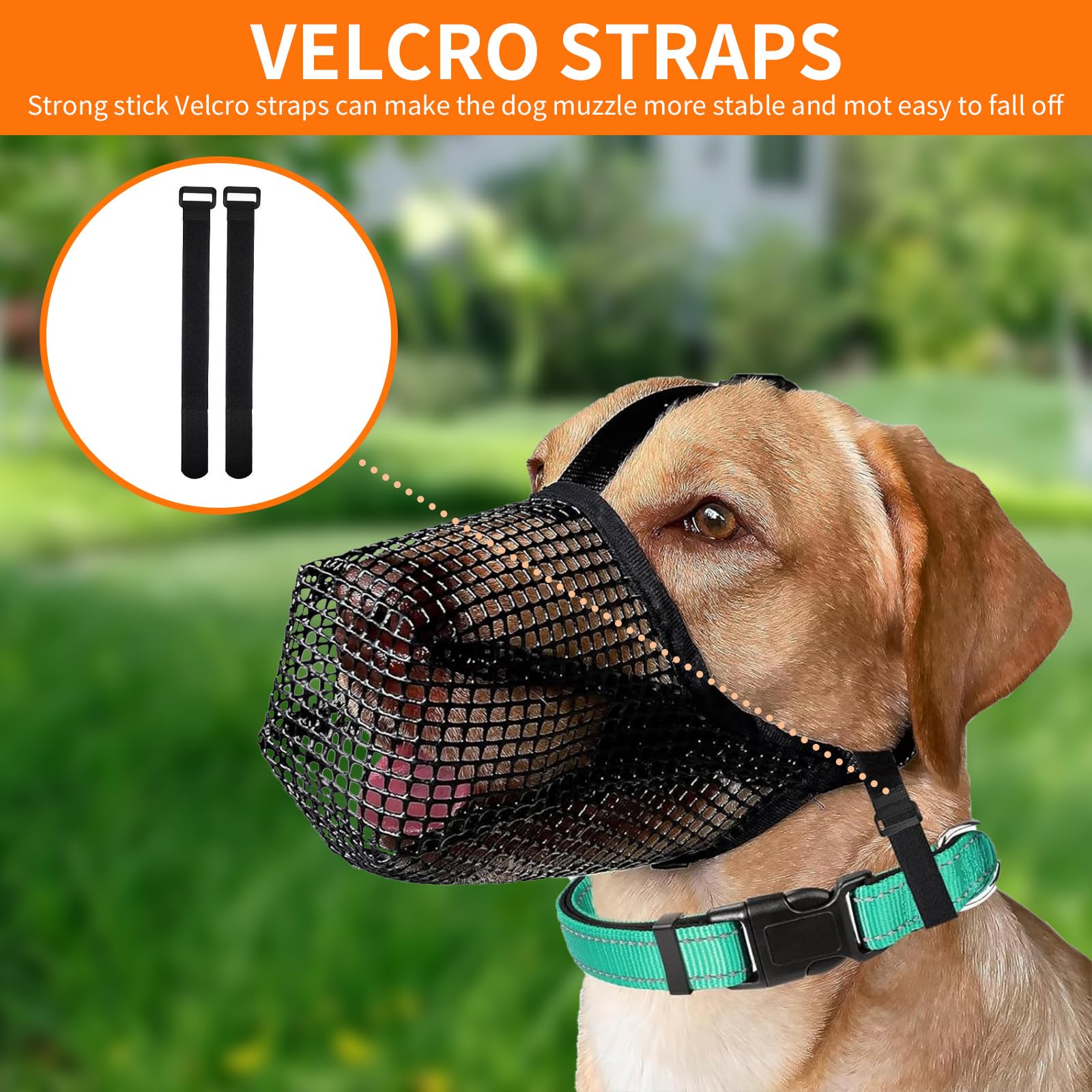 Fjquamitix Dog Muzzle, Soft Mesh Muzzles for Small Medium Large Dogs with Velcro Straps, Prevent Eating Biting Chewing Mouth Guard (S) - Image 4