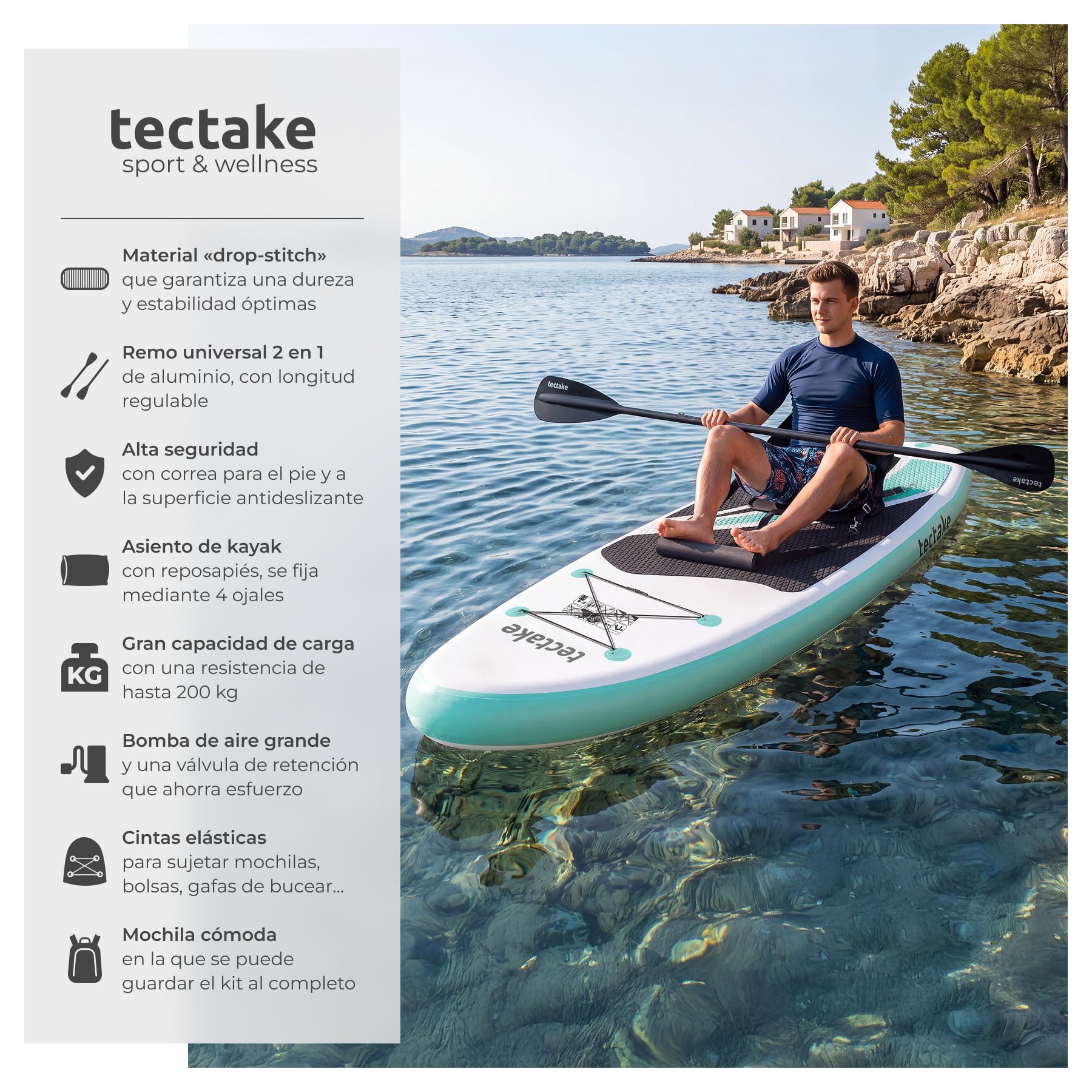 tectake® Tabla Sup Hinchable Kayak Convertible