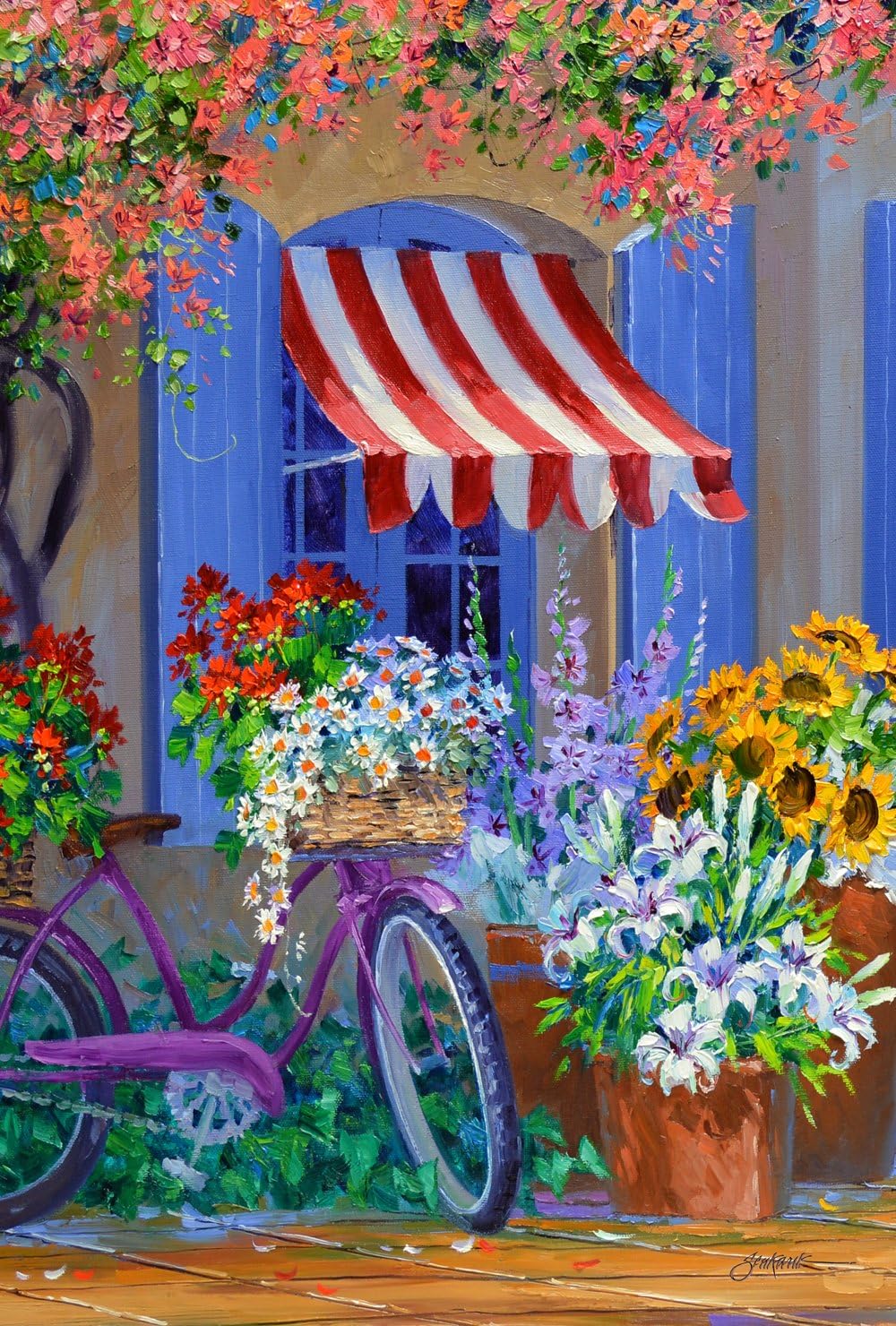 Toland Home Garden 1010238 Bloomin' Bike summer Flag 28x40 Inch Double Sided for Outdoor Flower House Yard Decoration