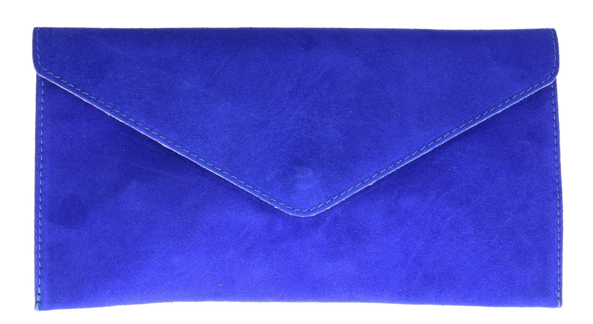 Girly Handbags Women's Blue Italian Suede Leather Envelope Clutch Bag
