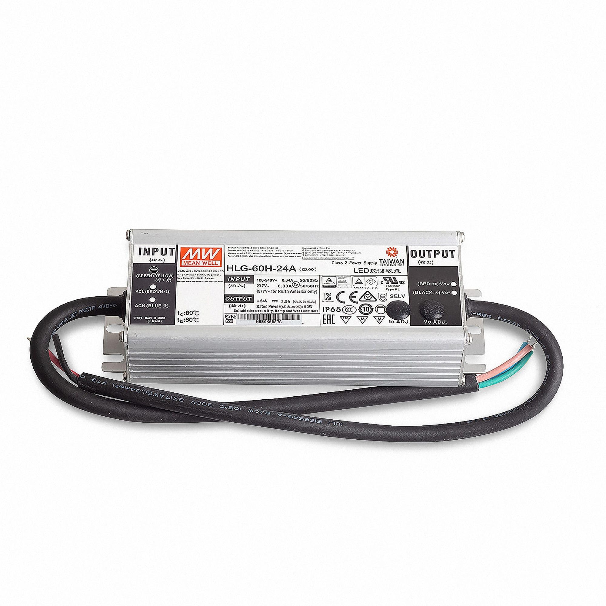 Mean Well HLG-60H-24A LED zasilacz transformator SNT 24V/DC/0-2,5A/60W IP65 transformator oświetlenia