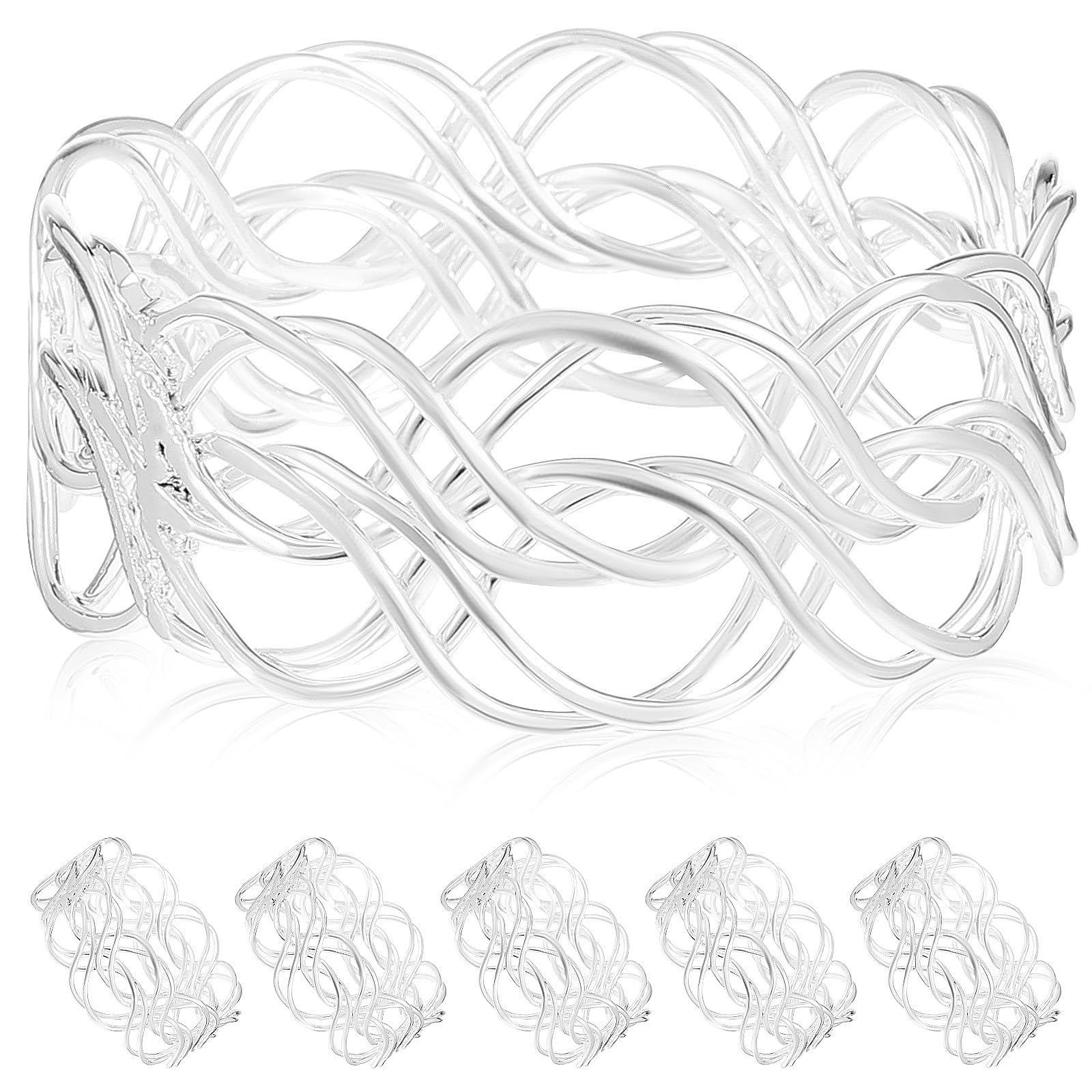 BESPORTBLE Serviettenringe und Glänzende Oberfläche mit Elegantem Unregelmäßigem Webmuster 6 Stück aus Metall Stabile Qualität für Hochzeit und Festliche Tischdekoration