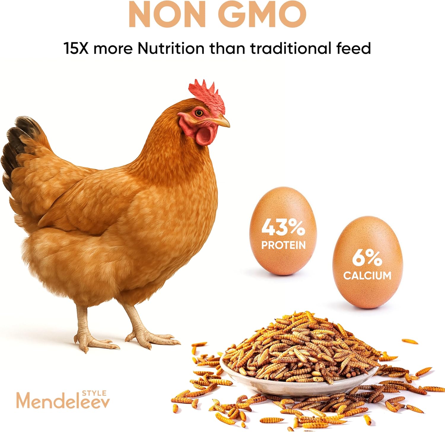 20 LB BSF Larvae – Whole Dried Insect Protein for Chickens & Poultry – Calcium-Rich Bulk Feed Supplement