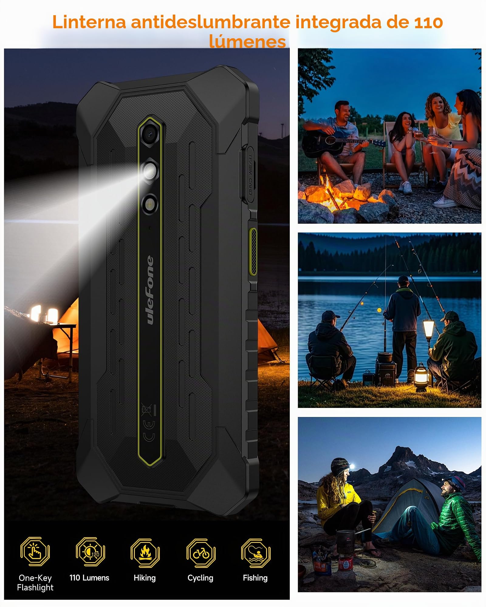 Ulefone Rugking 2 Pro Android 16 Movil Resistente Octa Core 8GB + 64 GB/2TB TF, AI Smartphone 5.45" Cristal Gorilla Movil Irrompible 4550mAh, 13MP, Movil Pequeño NFC/Linterna/Garantía de 2 Años-Verde