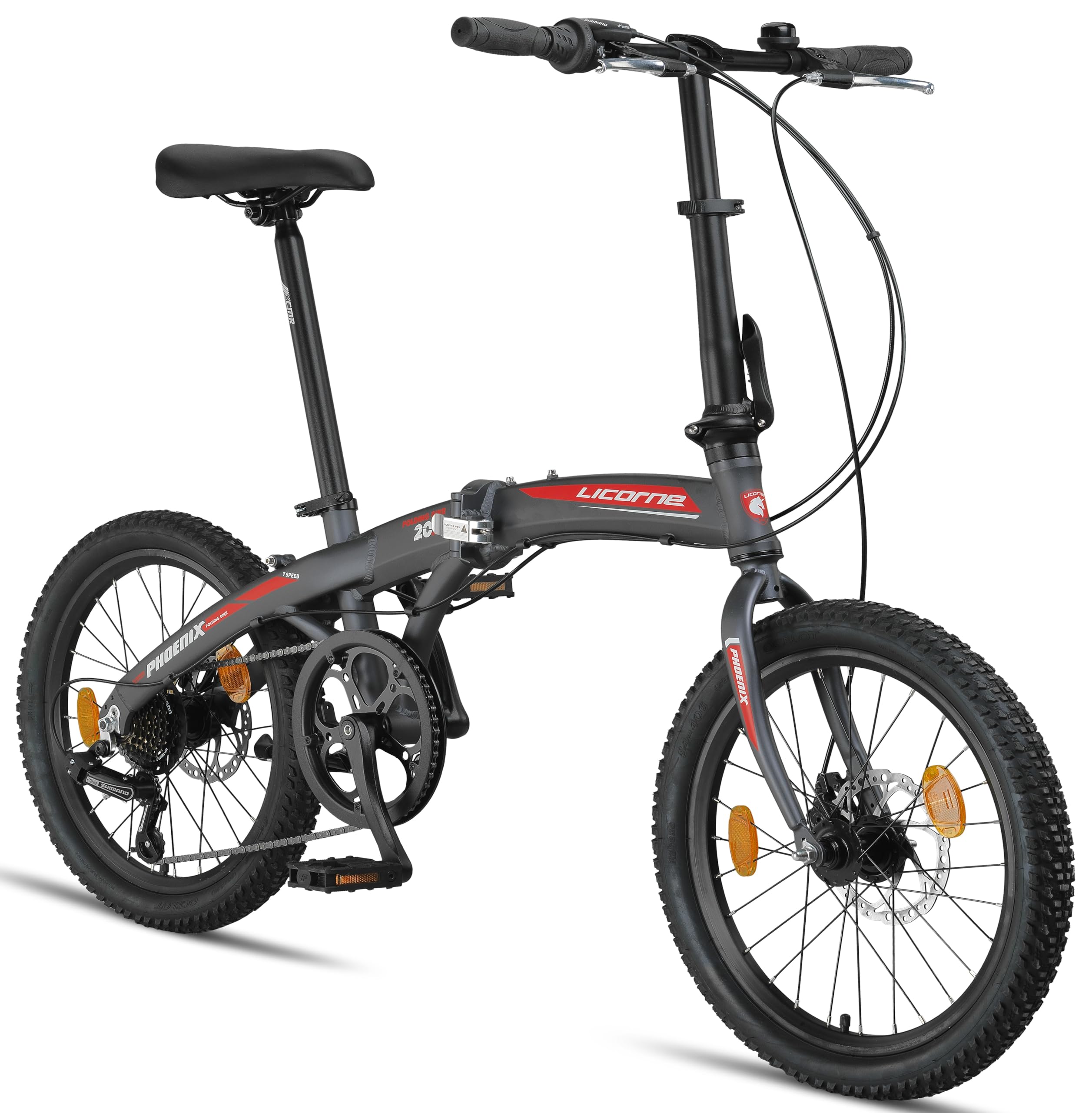 Licorne Bike Phoenix 2D Cross 20 Zoll Aluminium Faltrad Klapprad Scheibenbremse Discbremse Faltfahrrad Herren Damen 7 Gang Kettenschaltung Folding City Bike Alu-Rahmen