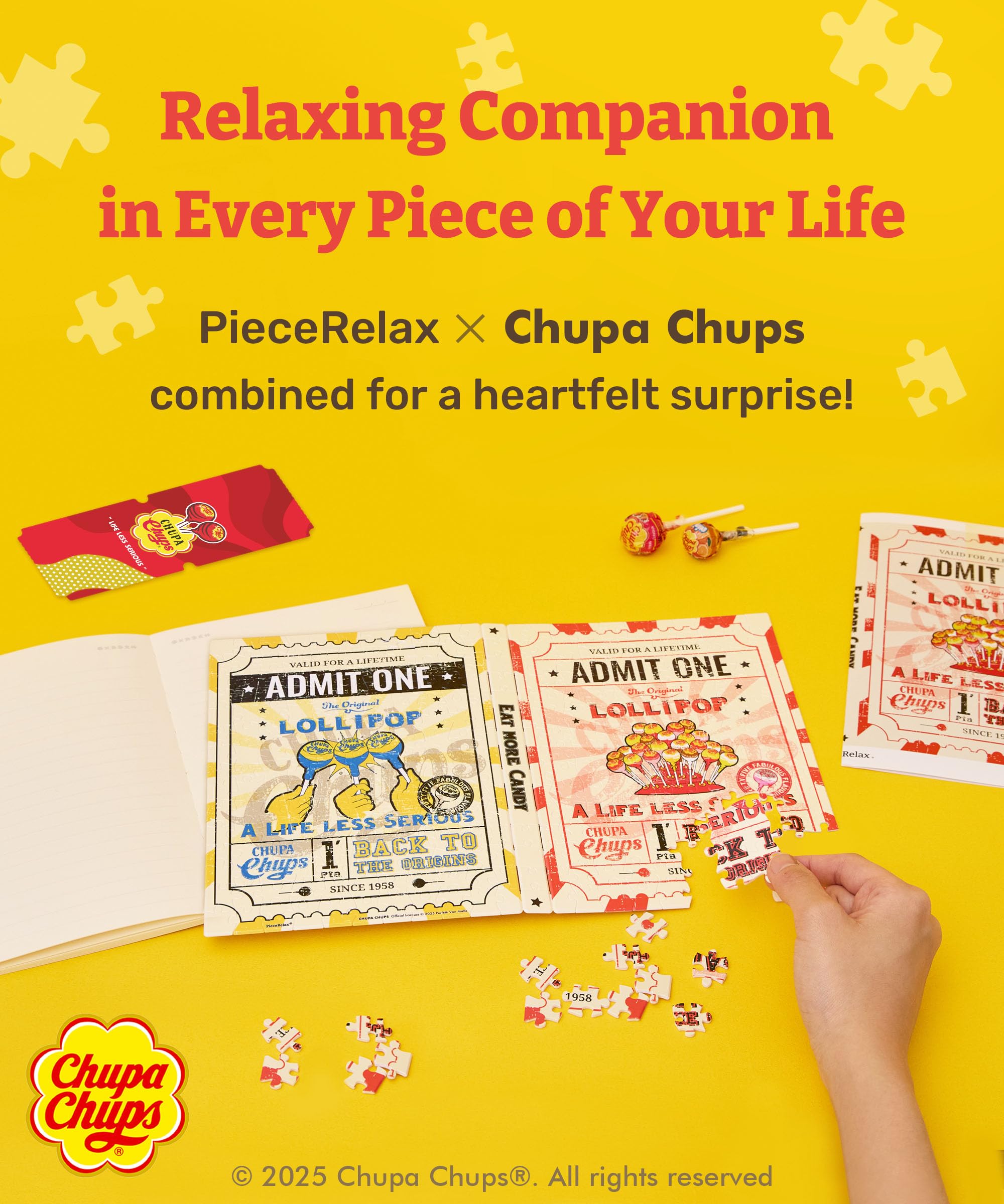 Chupa Chups X PieceRelax A5 Book Cover Puzzles for Adults - Timeless Memories - Fun Pass Unique Gift & Home Décor with Plastic Jigsaw Puzzle Artwork for Notebook [YA1067]