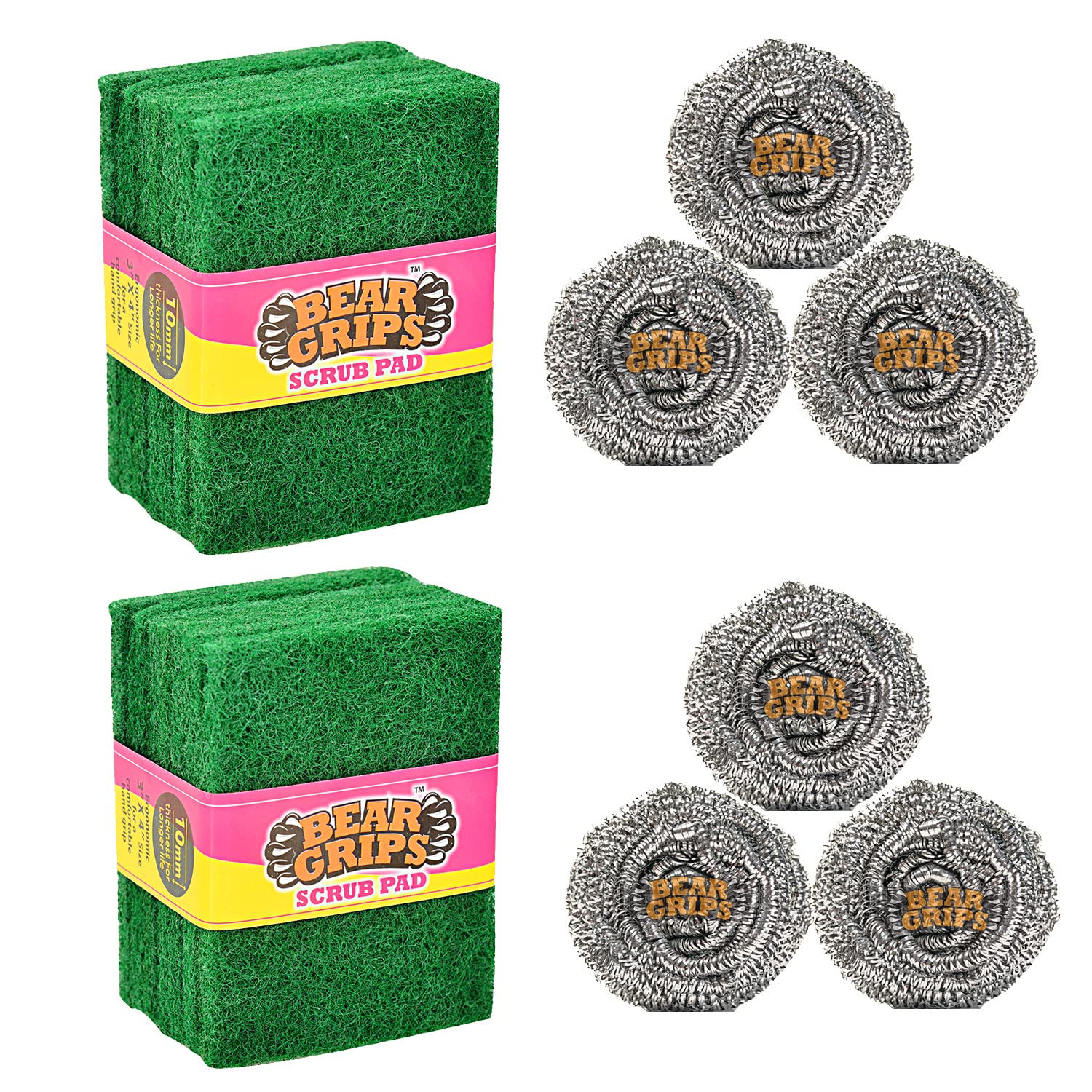 BEAR GRIPS Utensils Cleaning Scrub Pads and Steel Scrubber for Dish Washing Combo Pack for Kitchen (B09XHWDQ72) Amazon Price History, Amazon Price Tracker