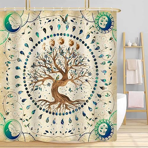 Miniatura 2 de TPMDFC YLDWTP0212 - Cortina de ducha con diseño de árbol de la vida, 72 x 72 pulgadas, poliéster, juego de cortinas de ducha con árbol de la vida,