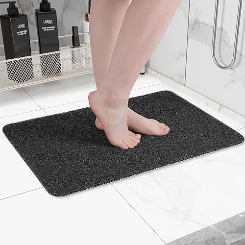 Tapete antideslizante de secado rápido para bañera, piso, baño, ducha, cocina, hogar, hotel (color negro, 24 x 16 pulgadas)