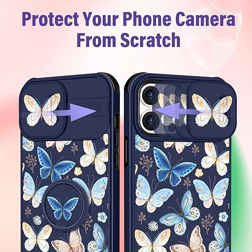 Miniatura 625 de Funda 2 en 1 para iPhone 11 para mujer, linda funda para teléfono para niñas, diseño de mariposas y flores, diseño Kawaii bonito y único con funda