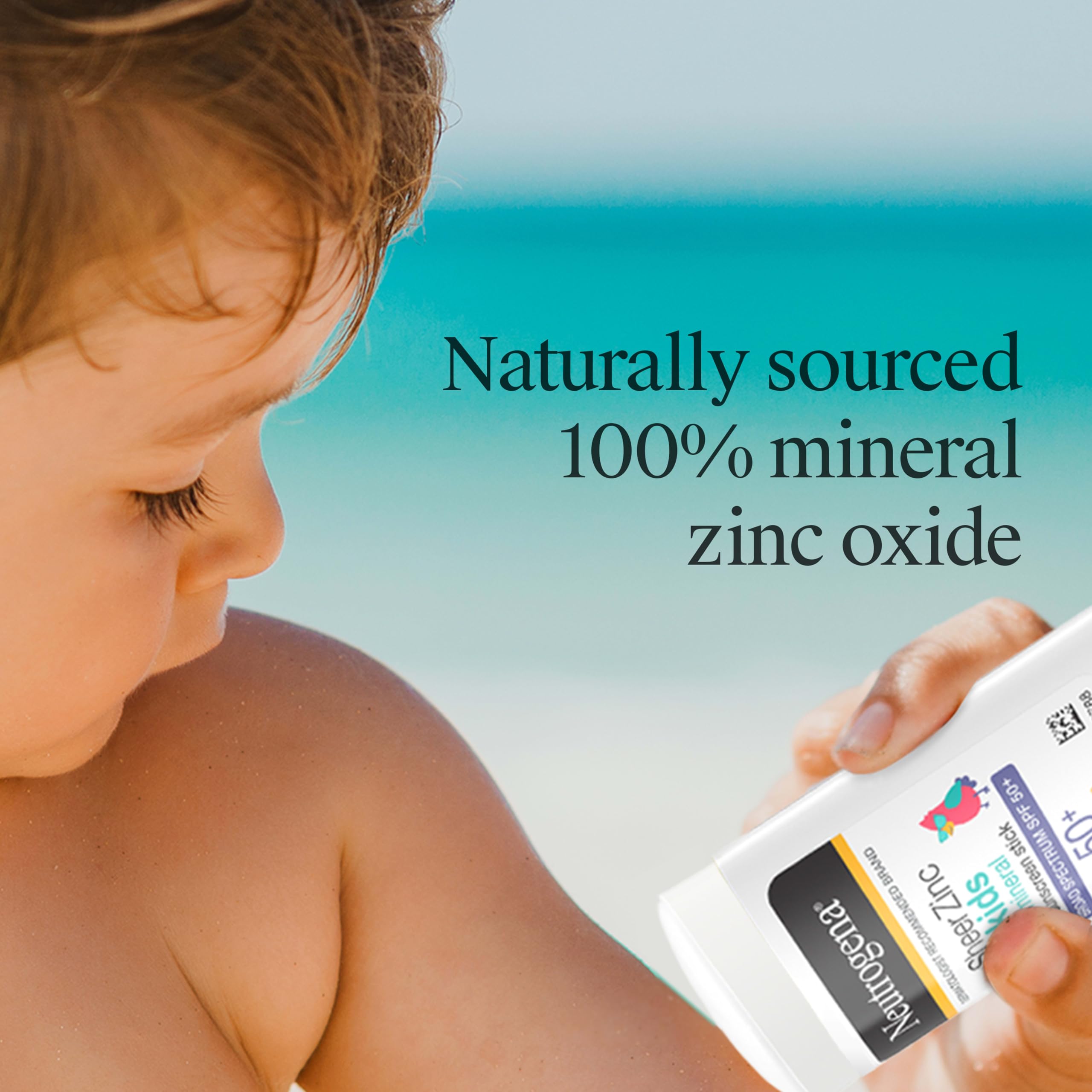 Neutrogena Sheer Zinc Oxide Kids Mineral Sunscreen Stick, Broad Spectrum SPF 50+ & UVA/UVB Protection & Water Resistant with Residue-Free, No-Mess Application, Oil- & Paraben-Free, oz