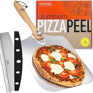 12 x 14-inch Metal Pizza Peel with Cutter and Locking Handle - Premium Pizza Spatula Paddle, Compatible with Ooni, Blackstone, Gozney