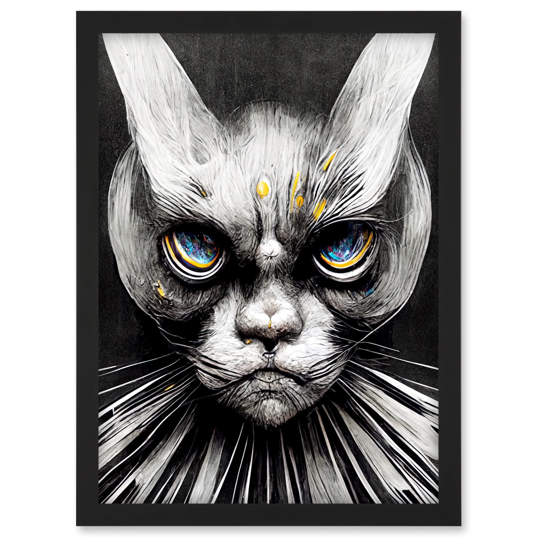 Doppelganger33 LTD The Sultan Of Cat Land Fantasy Gothic Cat Portrait Artwork Framed A3 Wall Art Print
