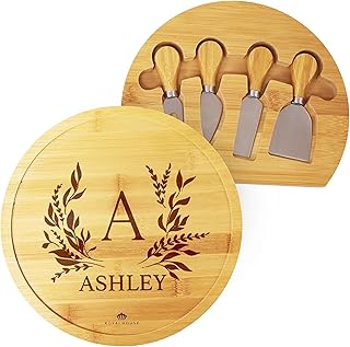 ROYALHOUSE Personalized Cheese Board, Custom Bamboo Engraved Customized Gifts Bridal Shower Gifts Perfect for Personalized Wedding and Christmas Gifts