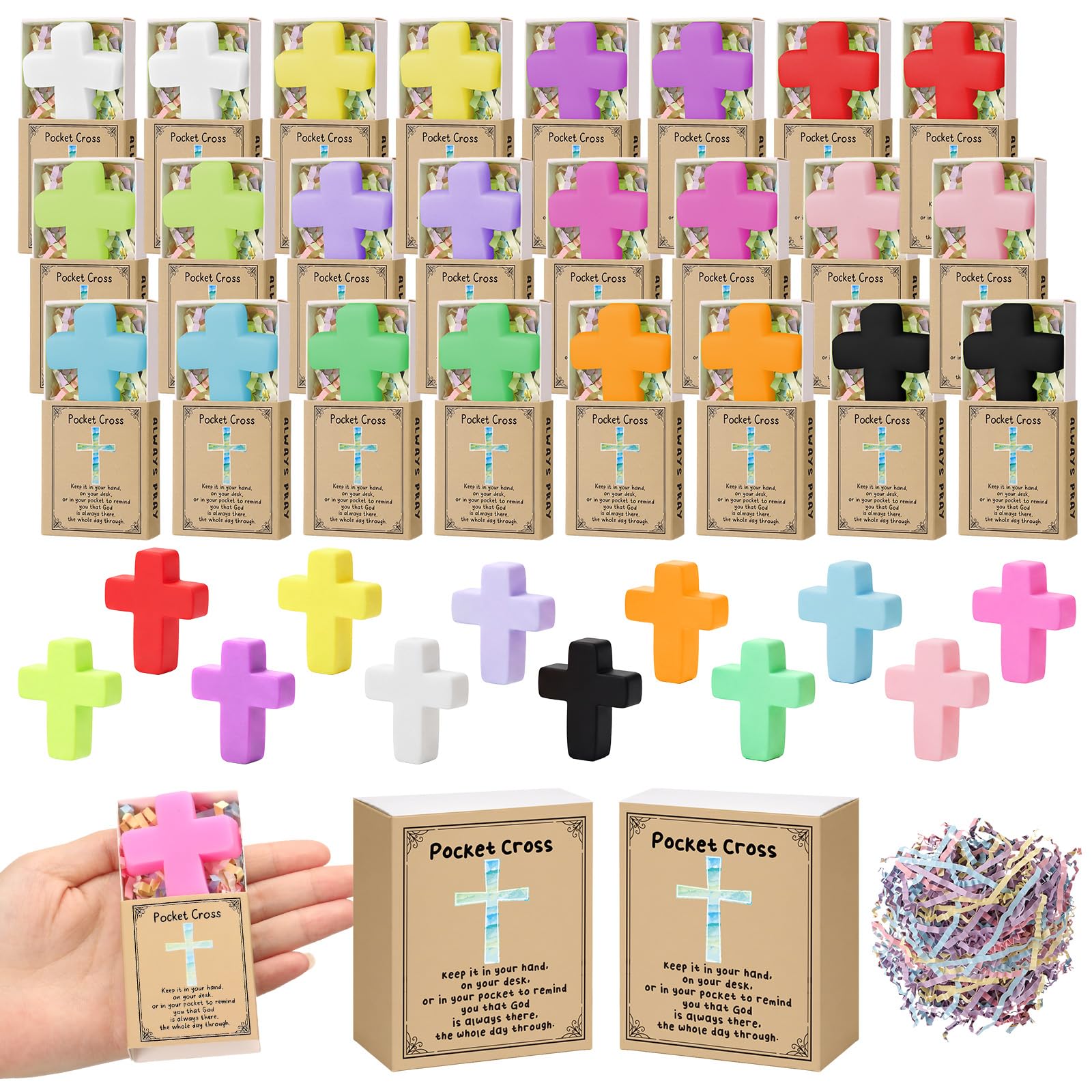 24 Sets Christian Gifts Pocket Cross Party Favors with Pray Boxes — image 1