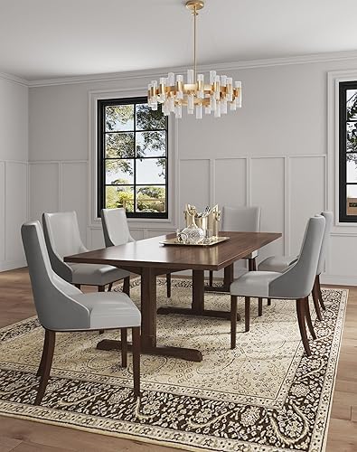 Miniatura 2 de Manhattan Comfort Shubert - Silla de comedor moderna de terciopelo y piel sintética, diseño de doble tapicería en marco de madera de haya maciza,