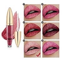 Vista 5 de Brillo de labios con purpurina, brillo de labios brillante, brillo de labios metálico brillante de diamante, lápiz labial impermeable, brillo labial